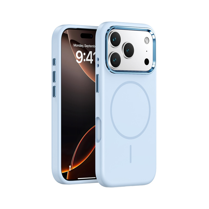 新しい iPhone17Air 携帯電話ケース金属レンズ磁気吸引ハイエンド Apple 17 液体シリコーン保護カバー|undefined