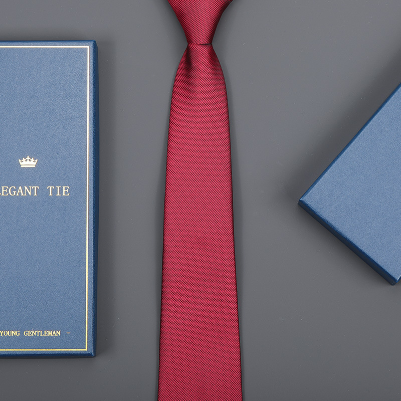 8cm 버건디 스몰 그리드 지퍼 [롱 선물박스]