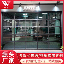 专业定制汽车4S店钢化透视玻璃车库门电动卷帘门工业垂直提升门