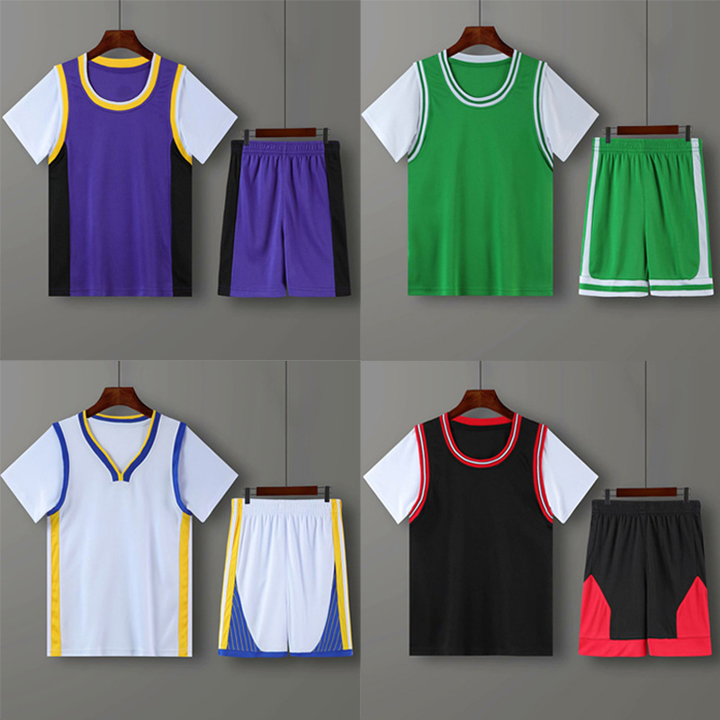 Children's Basketball Uniform Short-Sleeved Suit Men's Fake Two-Piece Jersey Kidsren's Basketball Uniform Nba Training Uniform Breathable and Quick-Drying Children's Basketball Uniform Short-Sleeved Suit Men's Fake Two-Piece Jersey Kidsren's Basketball Uniform Nba Training Uniform Breathable and Quick-Drying