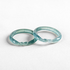 Natural A-grade jadeite blue water Ruyi tight-binding ring three-dimensional carved ice-type jade ring for men and women, personalized