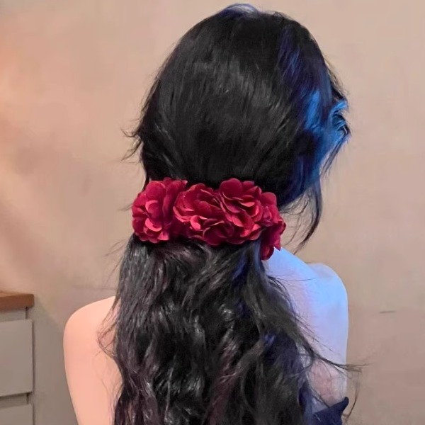 Pinza para el cabello de flor rosa para mujer 2025 nuevo clip de agarre para el cabello con placa posterior de la cabeza grande clip de tiburón de flor para la cabeza horquilla