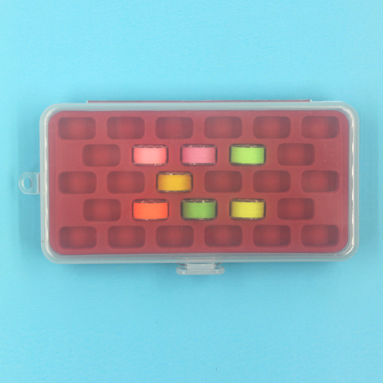 Máquina DE COSER herramienta de la bobina caja de almacenamiento de plástico 28 rejilla caja de bobina engrosada con esponja fija caja de bobina caja de costura