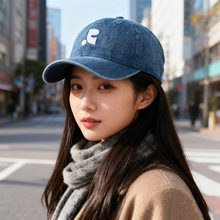 2025新款牛仔棒球帽子女户外显脸小水洗鸭舌帽男情侣百搭遮阳帽潮