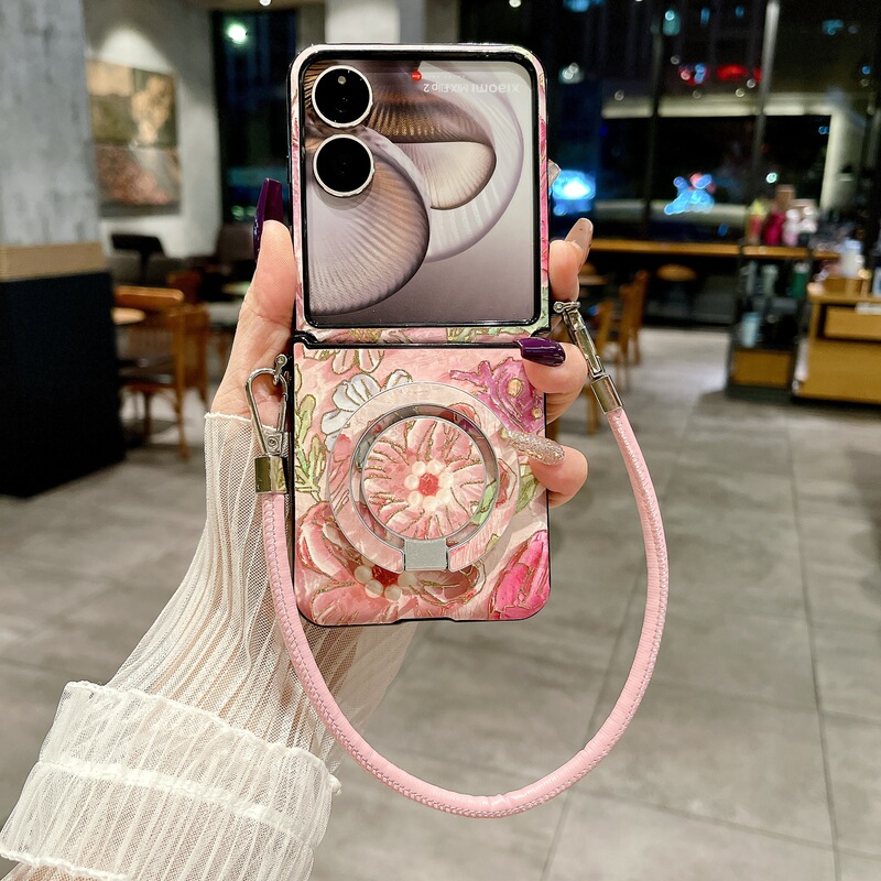 Hot Stamping Painted Flowers Suitable for Xiaomi Mixflip Mobile Phone Case Foldableing Screen Mixflip2 Magnetic Stand Lanyard Hot Stamping Painted Flowers Suitable for Xiaomi Mixflip Mobile Phone Case Foldableing Screen Mixflip2 Magnetic Stand Lanyard