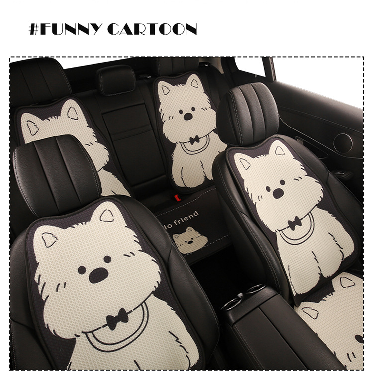 Car Seat Cushion, Breathable for Summer, Suitable for All Seasons, Black and White West Highland Women's Seat Cushion, Cute Seat Cover with a High-End Feel