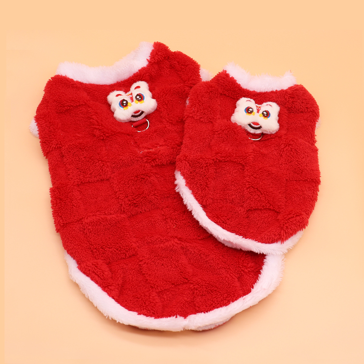 Ropa de perro de peluche engrosada de otoño e invierno ropa de gato abrigada ropa de perro festivo estilo nacional ropa de cuatro patas para perros