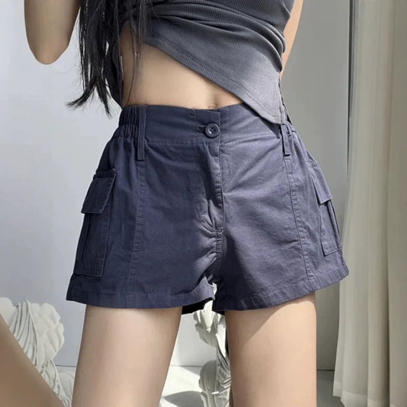 European and American Korean Style Summer New Retro Semi-Elastic Simple Slim Fit Versatile Washed Plus Size Work Shorts Hot Pants for Women European and American Korean Style Summer New Retro Semi-Elastic Simple Slim Fit Versatile Washed Plus Size Work Shorts Hot Pants for Women