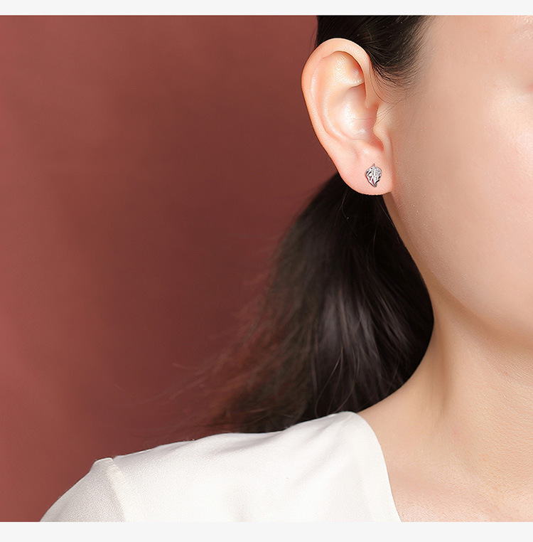 Bông tai bạc S925 mạ vàng hình lá nhỏ tinh tế — Loại bạc chi tiết 9