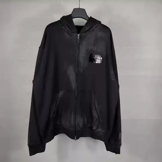 Paris Classic High Version B Family 24 Cola Embroidery Black Tape Hand-Painted Graffiti Cardigan Hoodie