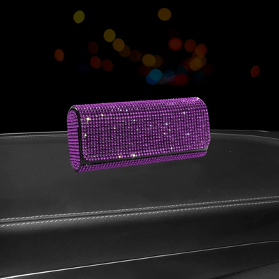 Car Glasses Clip/Bill Clip – Holder, Sunglasses Case - purple-diamond