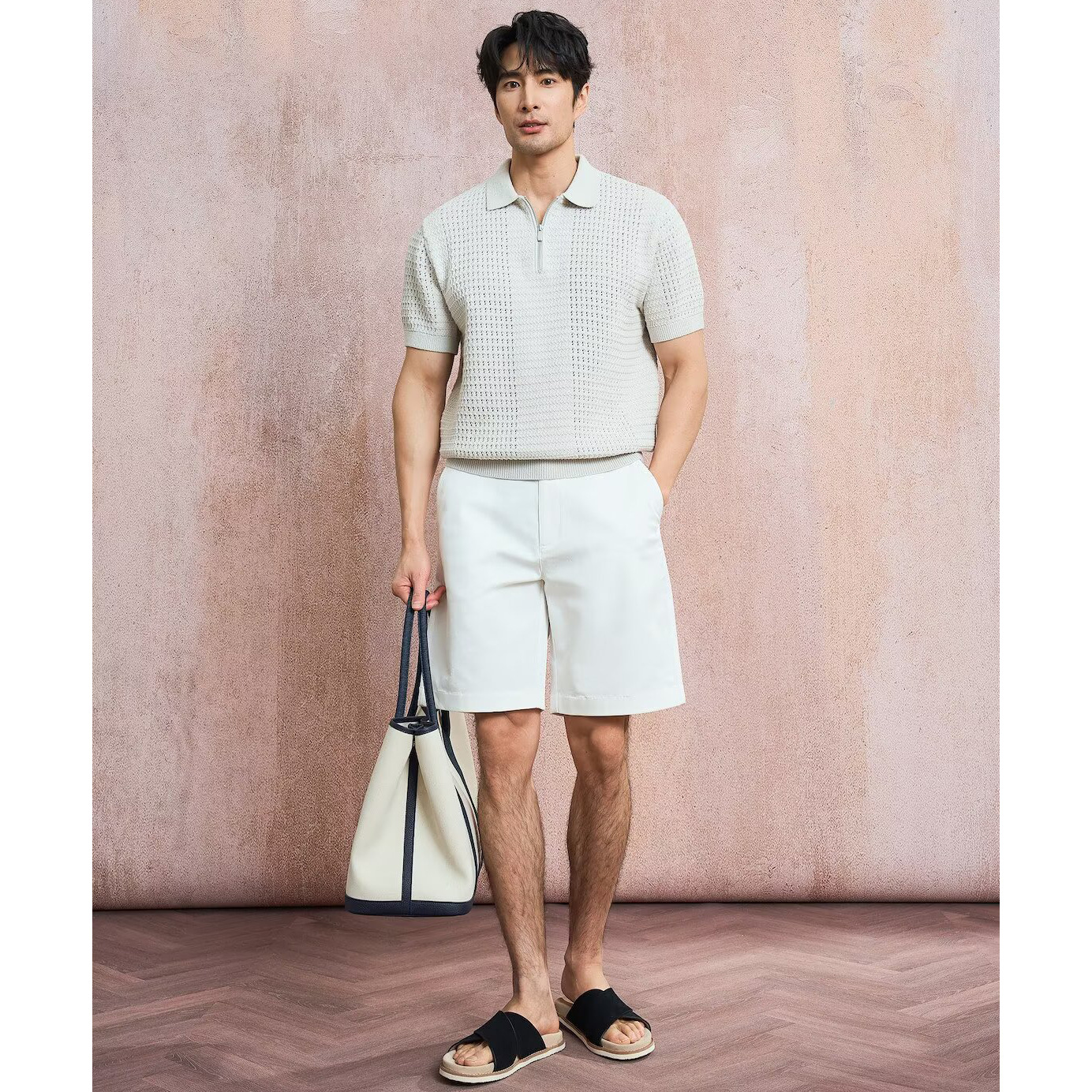 Polo camiseta de punto camiseta de manga corta camiseta de hombre solapa hueco medio cremallera viejo viento de negocios de verano fábrica transfronteriza al por mayor image 4