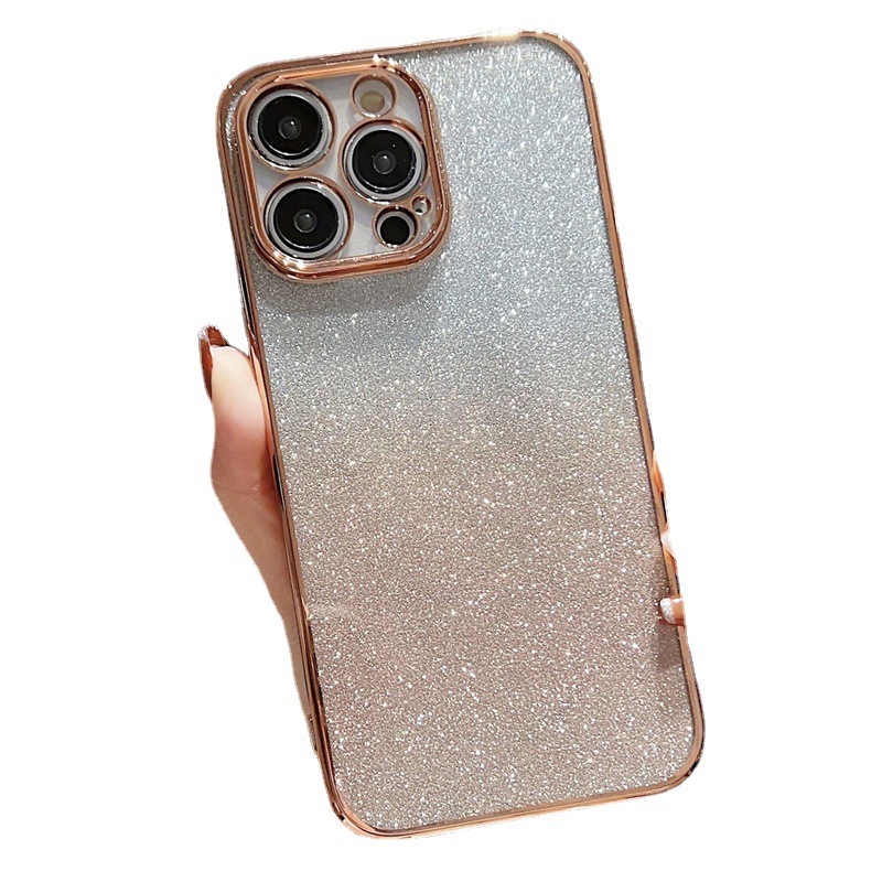アップル15promax携帯ケースグラデーションフラッシュ粉携帯ケースアップル14pro/xr/15ストレートエッジ純色スタンド|undefined