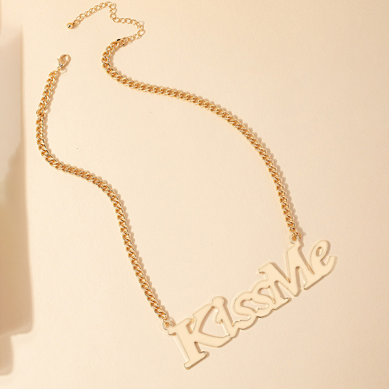 Fashion Geometric Creative Letter Kissme Pendent Exaggerated Necklace display picture 4