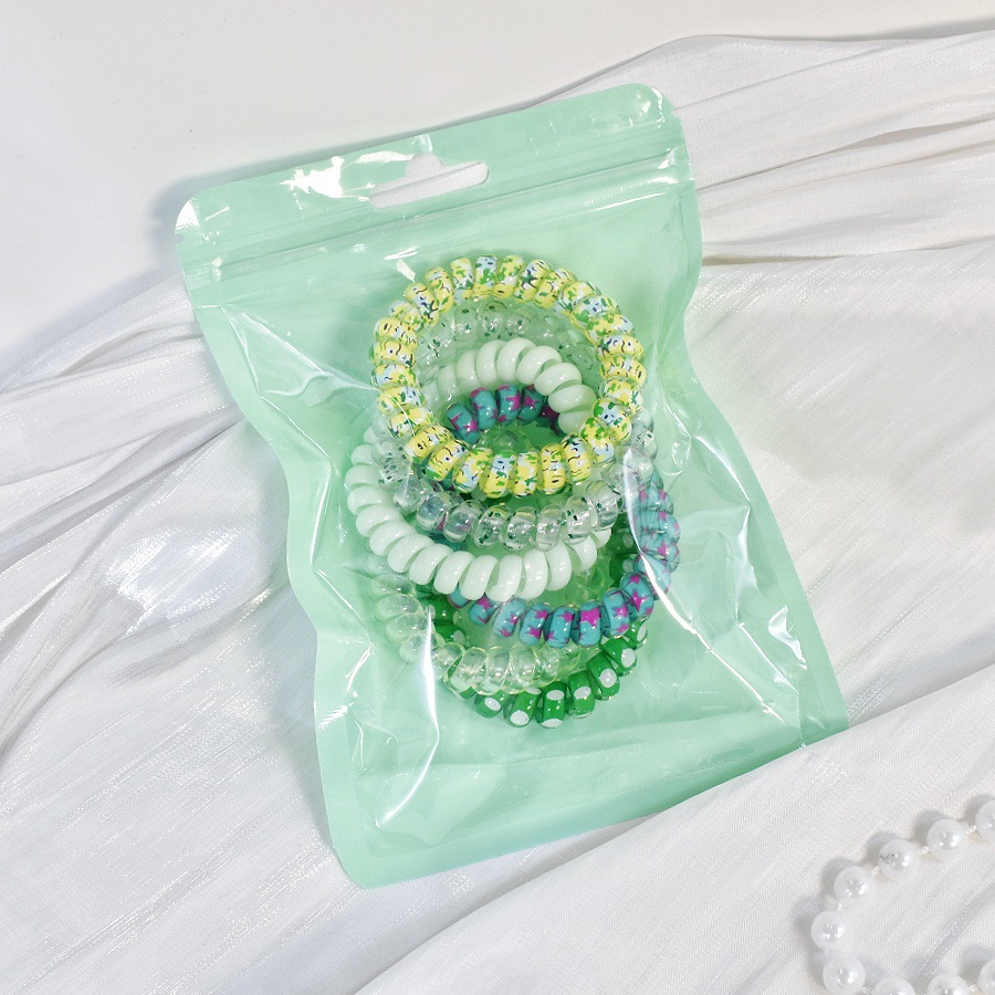 35g Weight Telephone Cord Hair Tie Hair Accessories Type 1 Set Quantity Holiday, Daily Occasion Plastic Material Color Block Pattern Women's Gender Simple Style, Classic Style Style Women's Simple Style Classic Style Color Block Plastic Telephone Cord Hair Tie 9