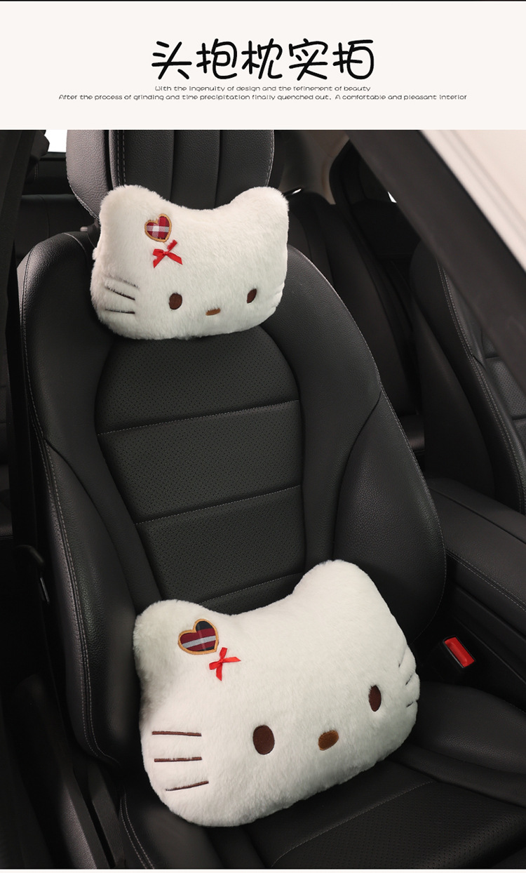 Car Seat Cushion Linen All-Season Breathable Kt Cat Seat Cushion New Half-Cover Seat Cover Cute Cartoon Single Seat Cover