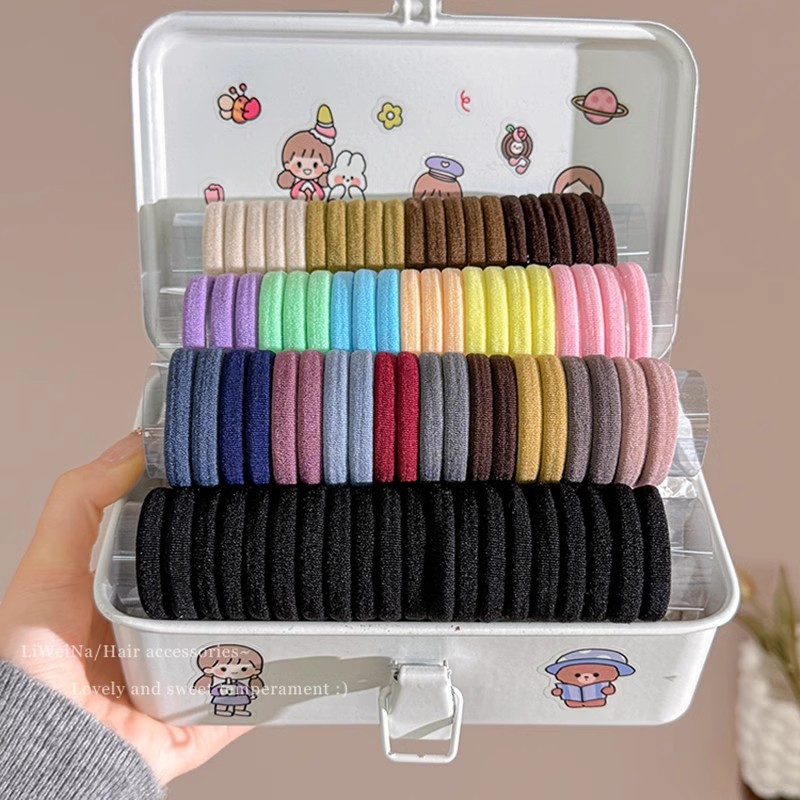 Sencilla, alta elasticidad y durabilidad, banda elástica, cabeza de bola femenina, cuerda para el cabello, no daña el cabello, cola de caballo baja, anillo para el cabello, tocado para niños