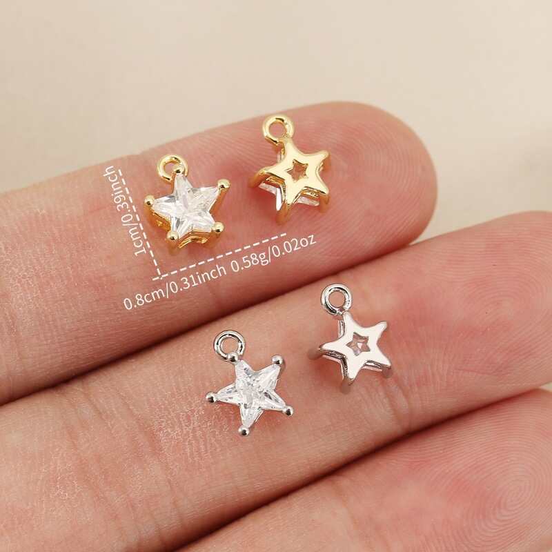 Color-Preserving 18K Gold Mini Inlaid Zircon Color Zirconium Five-Pointed Star Small Pendant DIY Handmade Bracelet Jewelry Pendant Accessories