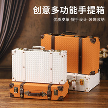 欧式复古手提箱储物收纳盒子桌面卧室收纳箱老式皮箱橱窗摄影道具