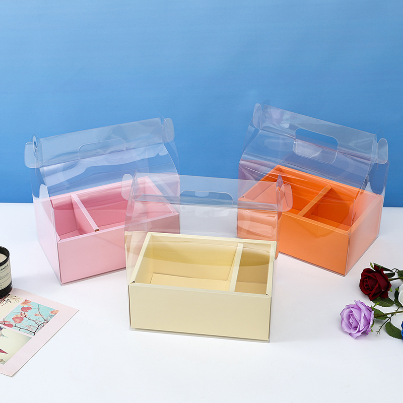 Ins Love Portátil Alta Transparente Caja de embalaje de pastel Día de San Valentín Diy Caja de regalo de embalaje de rosa Caja de pastel de luna para hornear