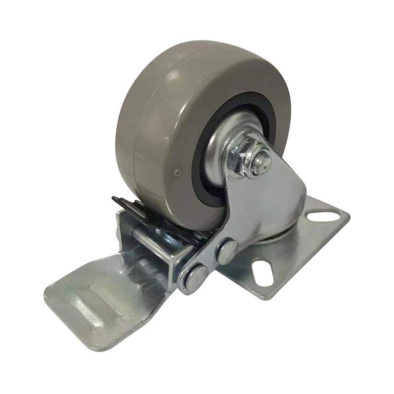 厂家直销2寸平板带刹车加厚型带防尘盖灰胶脚轮，正方形底板PVC轮