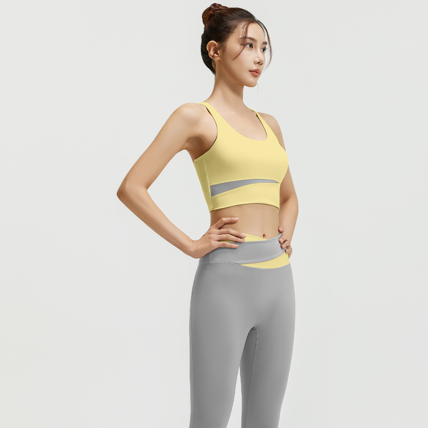 Juyitang traje deportivo a juego de color traje de fitness a prueba de golpes para mujer traje de yoga delgado