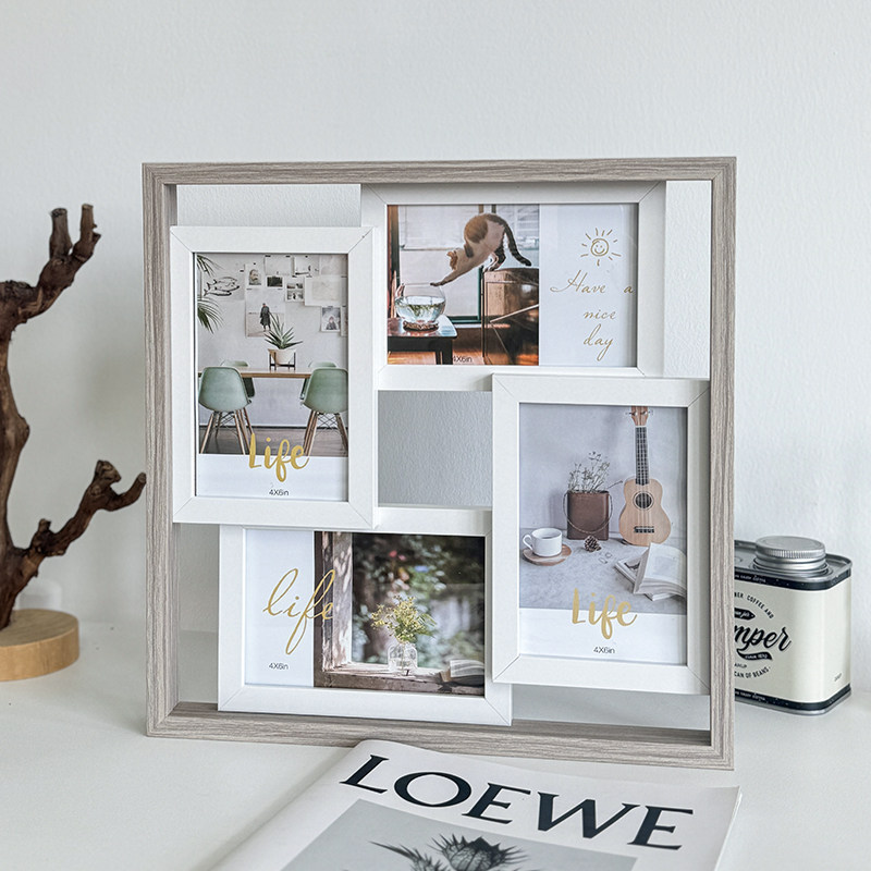 Foreign Trade Density Board Integrated Wooden Photo Frame 6inch Creative Simple Multi-Frame Integrated Design 6inch Wall-Mounted Photo Album Picture Frame Foreign Trade Density Board Integrated Wooden Photo Frame 6inch Creative Simple Multi-Frame Integrated Design 6inch Wall-Mounted Photo Album Picture Frame