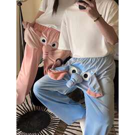 春秋季新款情侣睡裤女可爱大象会叫长裤搞怪家居裤立体小飞象TYmy