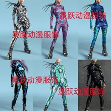 新款跨境2023连体紧身衣 机械炫彩数码印花cosplay扮演连体紧身衣
