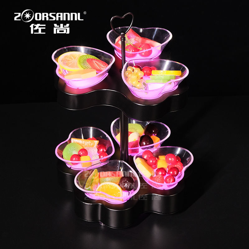 Zuochang nuevo bar luminoso snack placa KTV Mesa dedicada LED snack plato snack placa en forma de corazón plato de fruta estante