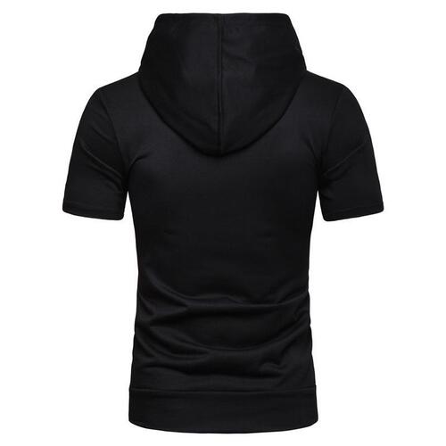 Zip-up hooded short-sleeve T-shirt men's hoodie sleeveless short-sleeve slim-fit thin summer clothing size s short sleeve top