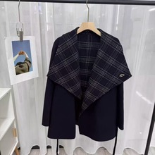 2025秋冬新款大翻领显瘦气质双面羊绒大衣女欧货系带百搭毛呢外套