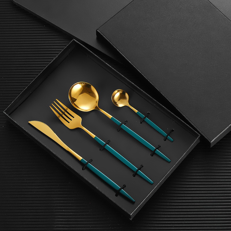 Portuguese Gift Box Stainless Steel Cutlery Set Knife, Fork, Spoon Set Titanium Gold Chopsticks Knife Fork Spoon Nordic Style Business Gift