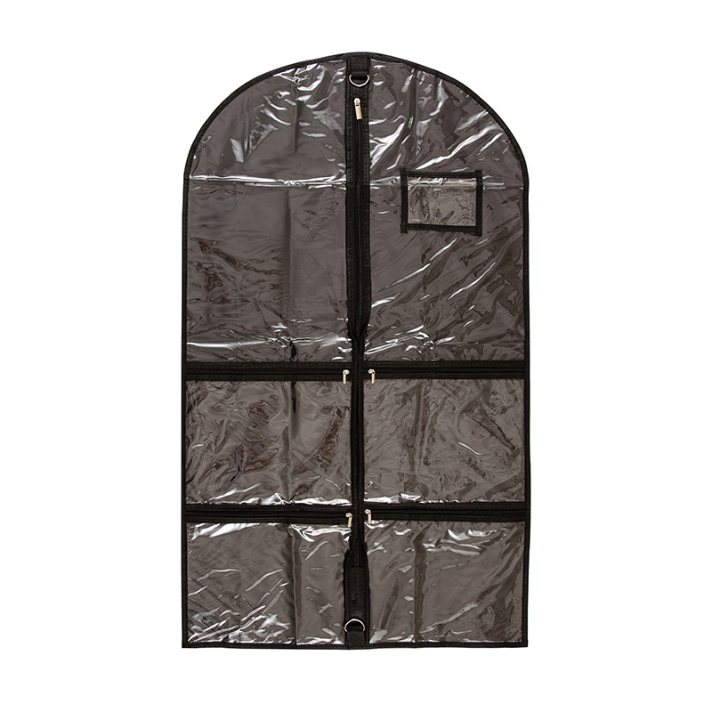 37 pulgadas con 4 bolsillos con cremallera ropa transparente para niños bolsa de polvo ropa de PVC cubierta de polvo ropa de poliéster bolsa colgante