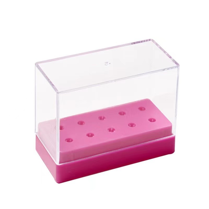 Manicura molienda cabeza caja de almacenamiento manicura molienda cabeza caja de limpieza polvo pantalla caja manicura caja de almacenamiento colección de herramientas