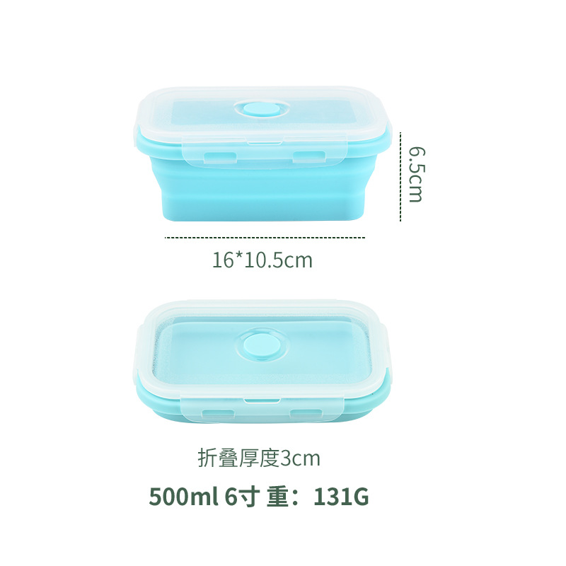 Fiambrera de silicona plegable redonda de 4 piezas caja bento creativa caja de almacenamiento de tazón plegable para el hogar juego de caja de conservación