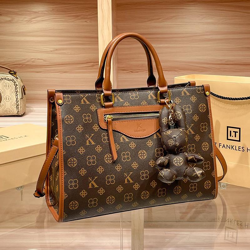 Túi tote da thật nữ đeo vai lớn phong cách cao cấp thu đông — NK/nâu, Màu kaki