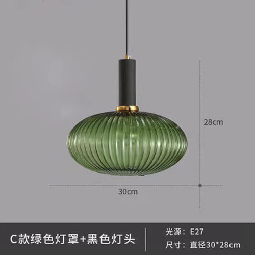 Lámpara colgante nórdica para bar y restaurante, lámpara de noche minimalista, linterna creativa a rayas, lámpara colgante pequeña de cristal retro japonesa de una sola cabeza