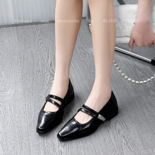 Cross-Border Korean Dongdaemun Women's Shoes with Elegant Slimming Double Buckle, Age-Reducing Ins Retro Shallow Pointed Toe Single Shoes