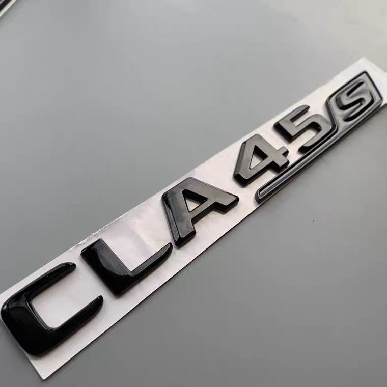 Mercedes-Benz car emblem, CLA200, CLA220, CLA260, modified to CLA35, CLA45S, AMG, black lettering, rear emblem
