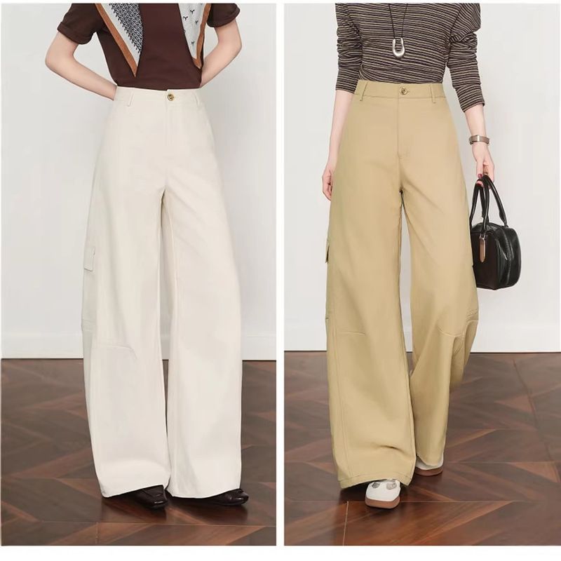High-Waisted Workwear-Style Wide-Leg Pants for Women, 2026 Spring and Autumn Multi-Pocket Straight-Leg Pants, Plus-Size Khaki Casual Pants High-Waisted Workwear-Style Wide-Leg Pants for Women, 2026 Spring and Autumn Multi-Pocket Straight-Leg Pants, Plus-Size Khaki Casual Pants
