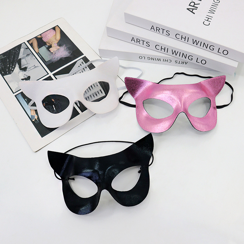 Amazon transfronterizo PVC cara de gato mitad cara máscara de color sólido espectáculo de fiesta sexy dama máscara de ojos TK