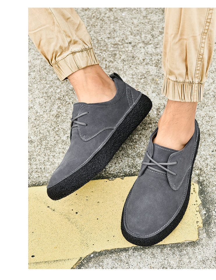 Giày sneaker nam cổ thấp da lộn phối lưới, đế dày — 2307 ren màu xám, 2307 ren nâu, 2307 ren đen, ren 2307m màu chi tiết 20