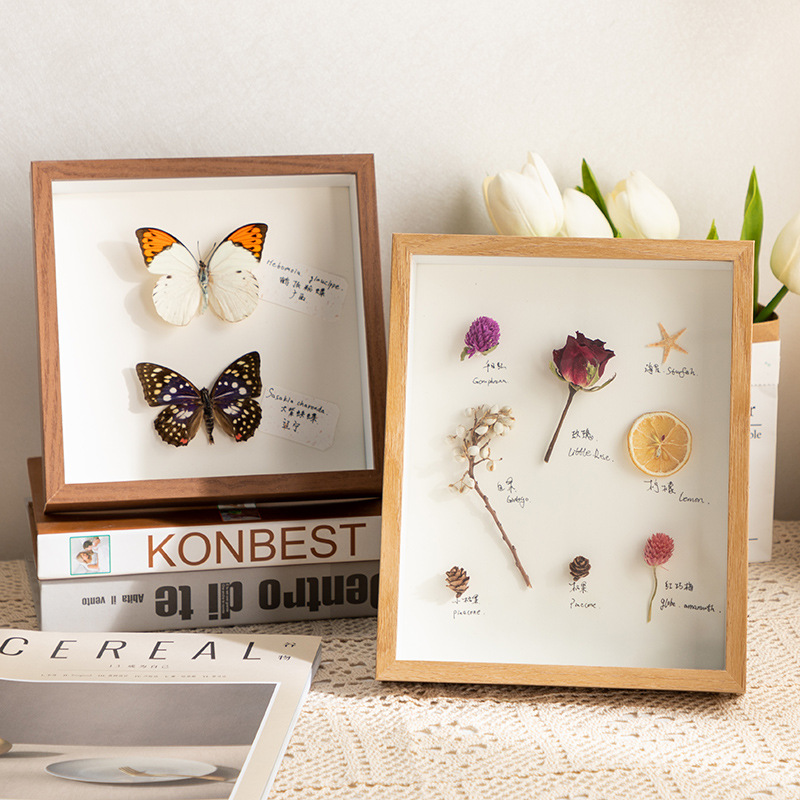 正方形中空3cm植物標本立體相框8寸手工蝴蝶diy中空5cm玻璃展示框