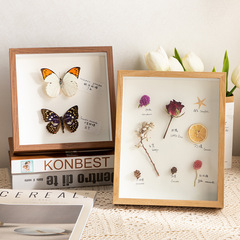 正方形中空3cm植物標本立體相框8寸手工蝴蝶diy中空5cm玻璃展示框
