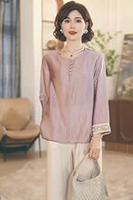 妈妈时尚套装气质春夏衬衣2025新款中式中年女装宽松上衣小衫大码