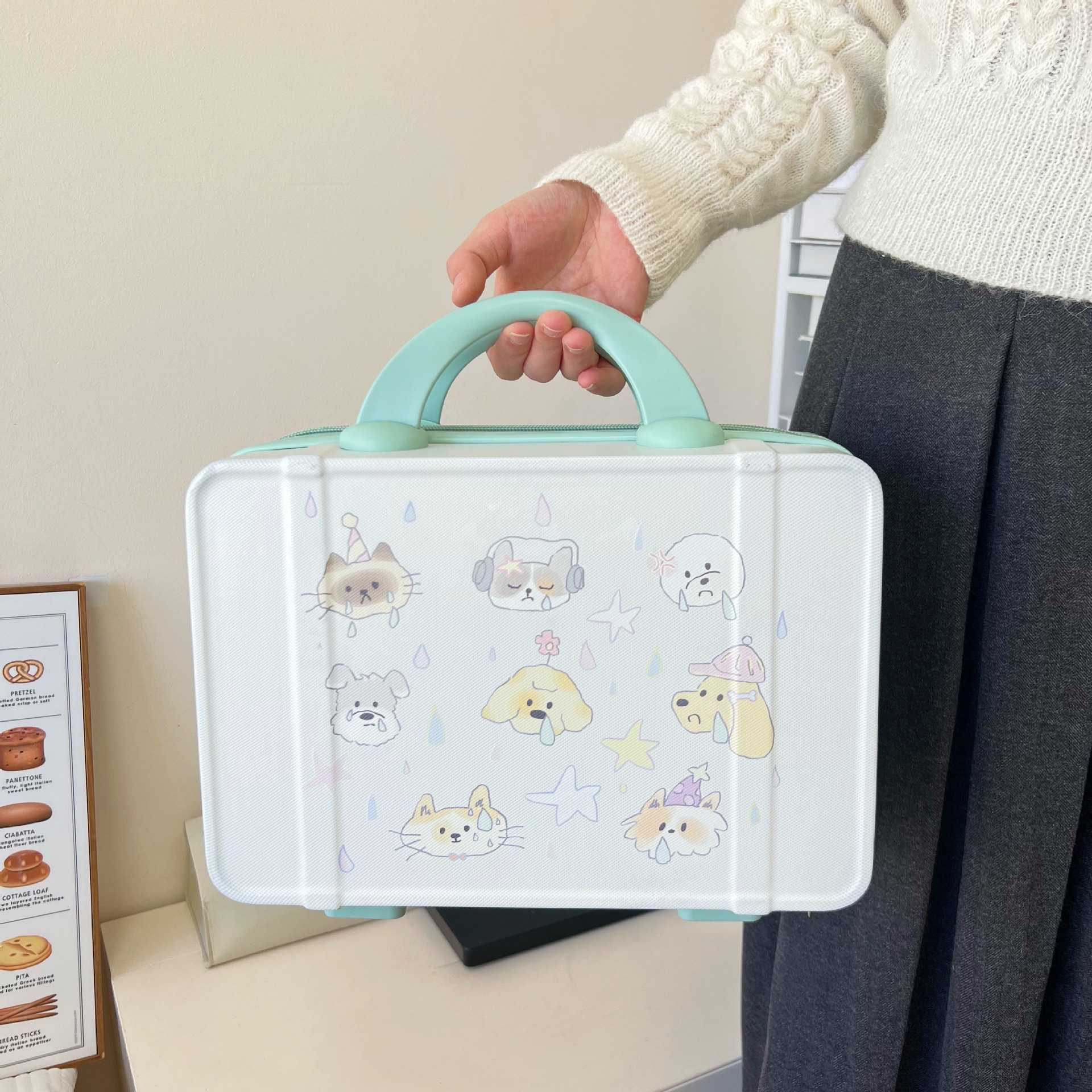 Nueva caja de cosméticos de equipaje portátil de 14 pulgadas caja de regalo de boda pequeña caja de almacenamiento mini logotipo imprimible