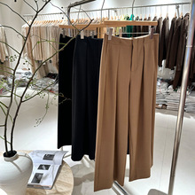 直筒阔腿裤女2025秋冬新款宽松含羊毛休闲大牌拖地裤西装裤