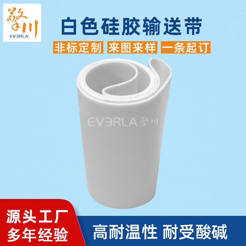 耐高温白色硅胶输送带广州擎川厂家防粘面食机械设备工业皮带