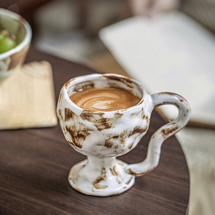 Crude Pottery Brush Tall Dessert Cup Odd Coffee Cup Retro Creative Tanabata Accompanying Gift Mug